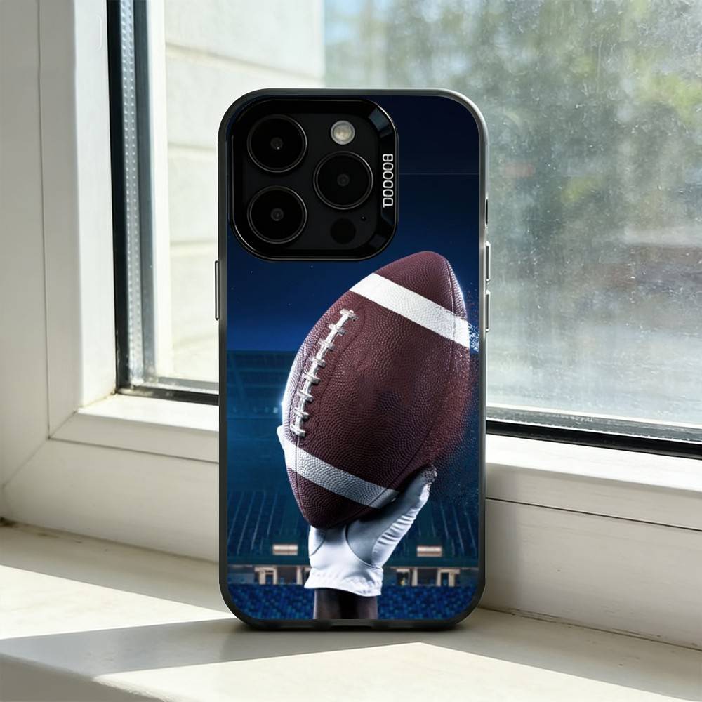American Football Sport Phone Case For iPhone 17,16,15,14,13,12,11 Plus,Pro Max,XS,Colorful Silver Black Cover