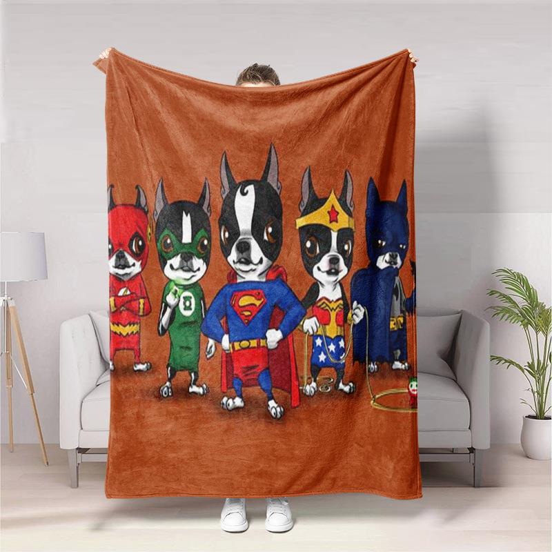 Cute cartoon dog digitalprinted polyester Bedroom velvet flannel soft sofa cover blanket Fleece soft sofa cover blankets