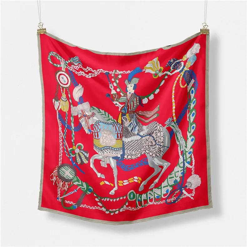 Luxury Print Silk Square Scarf Women Spring Neck Tie Shawl Wraps Female 53cm Hair Hand Wrist Headkercheif Hijab Bandana