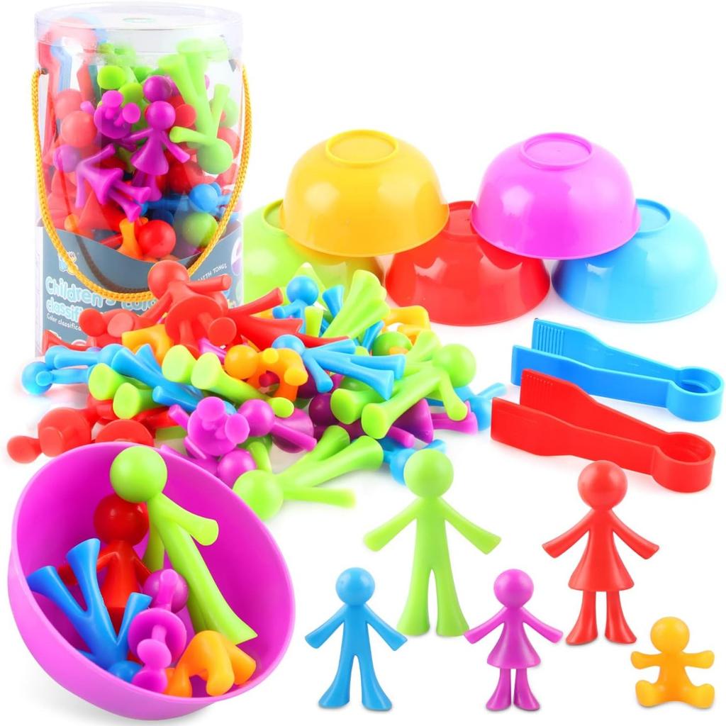 Игрушки от 3 лет, игрушки Монтессори от 3 лет, игрушка для распознавания цветов подсчета динозавров с подходящими чашками и пинцетом, цвета для развития мелкой моторики