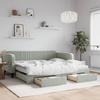 2 in 1 Pull Out Daybed with Drawers Light Gray 100x200 cm Velvet