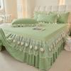 Bed Skirt Single Piece Home Bedroom Tulip Embroidery Bed Sheet Lace Lace Hem