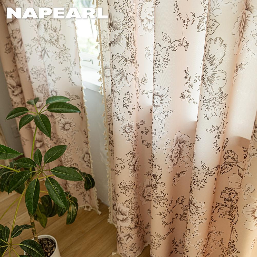 1 шт. NAPEARL Французские Ретро Нежные Печатные Шторы с Бахромой Полупрозрачные Шторы для Спальни Гостиной Окна Домашний Декор