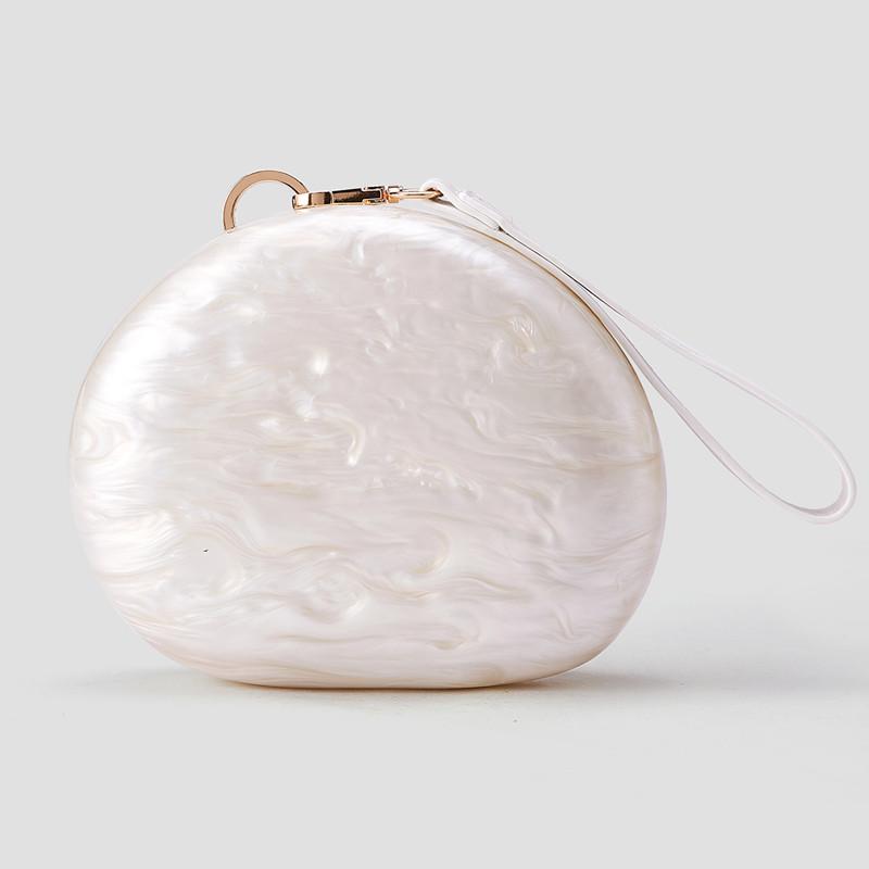 2025 New Design Oval Marble Pattern Acrylic Evening Clutch Bag Brand Women Egg Shell Wedding Party Handbag Fashion Crossbody Bag