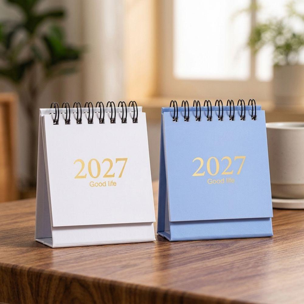 Simple 2027 Mini Desk Calendar Stand-Up Standing Flip Calendar Work Reminder