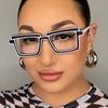 Women's Glasses Anti-Blue Light Fashion Personality Retro Rectangular TR90 Plain Glasses Fashion Street Shooting Student Commuting Glasses
