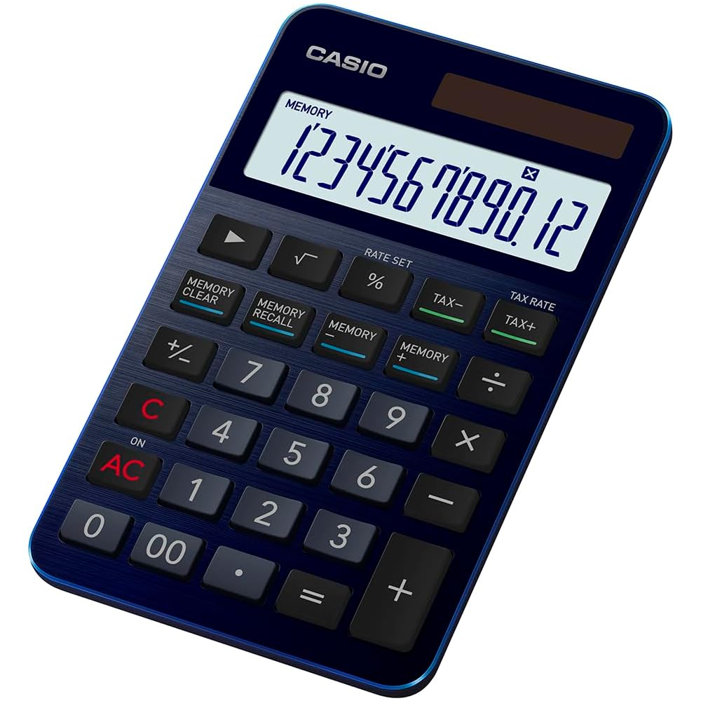 Премиальный калькулятор Casio, темно-синий, большой карманный тип, 12 цифр, S100NB-BU