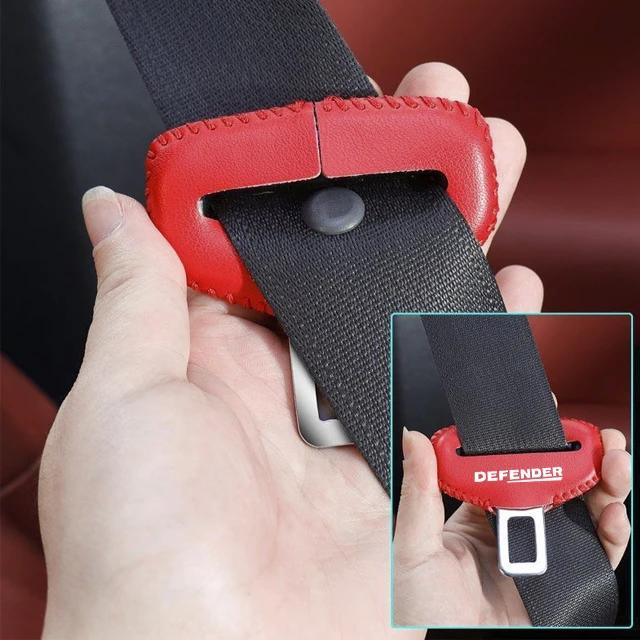 2pcs PU Leather Car Seat Belt Buckle Clip Cover Protector Anti-Scratch Case For Land Rover Defender