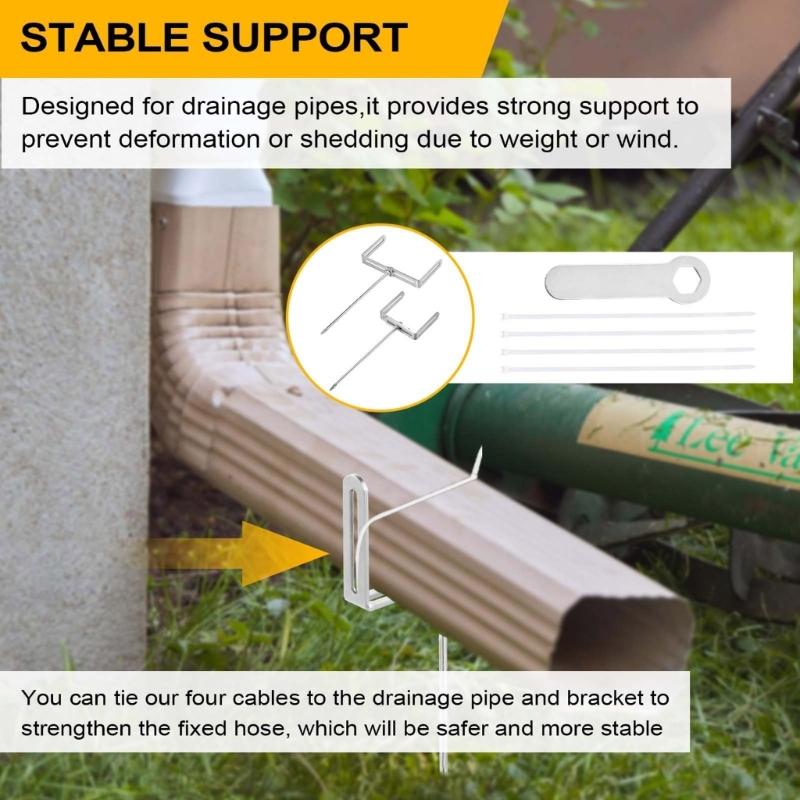2Pcs Adjustable Gutter Extension Bracket Outdoor Rain Gutter Stake Extension Support RustProof Anchors For Pipe Support