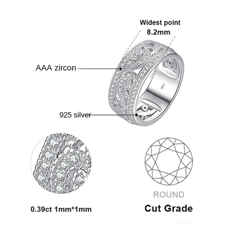 Серебро S925, европейское и американское модное женское кольцо с микропавеем, популярные украшения