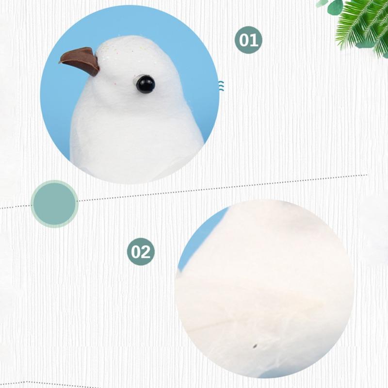 Decorative Fake Doves White Artificial Foam Feather Wedding Ornament Home Craft Table Decor Bird Toy Wedding Decor
