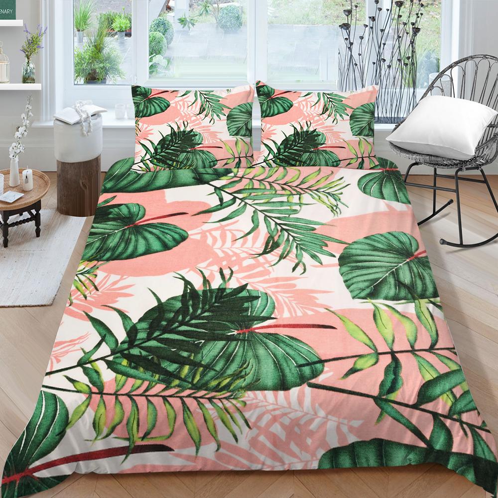 Постельное белье с рисунком листьев, пододеяльник, лист, постельное белье, пододеяльник с растением, домашний текстиль для девочек, комплект постельного белья одного размера