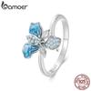 925 Sterling Silver Blue Iris Adjustable Ring Exquisite Enamel Flower Opening Ring for Women Party Fine Jewelry