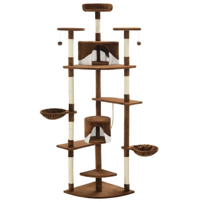 VidaXL Arbre à chat avec griffoirs en sisal 203 cm Marron et Blanc