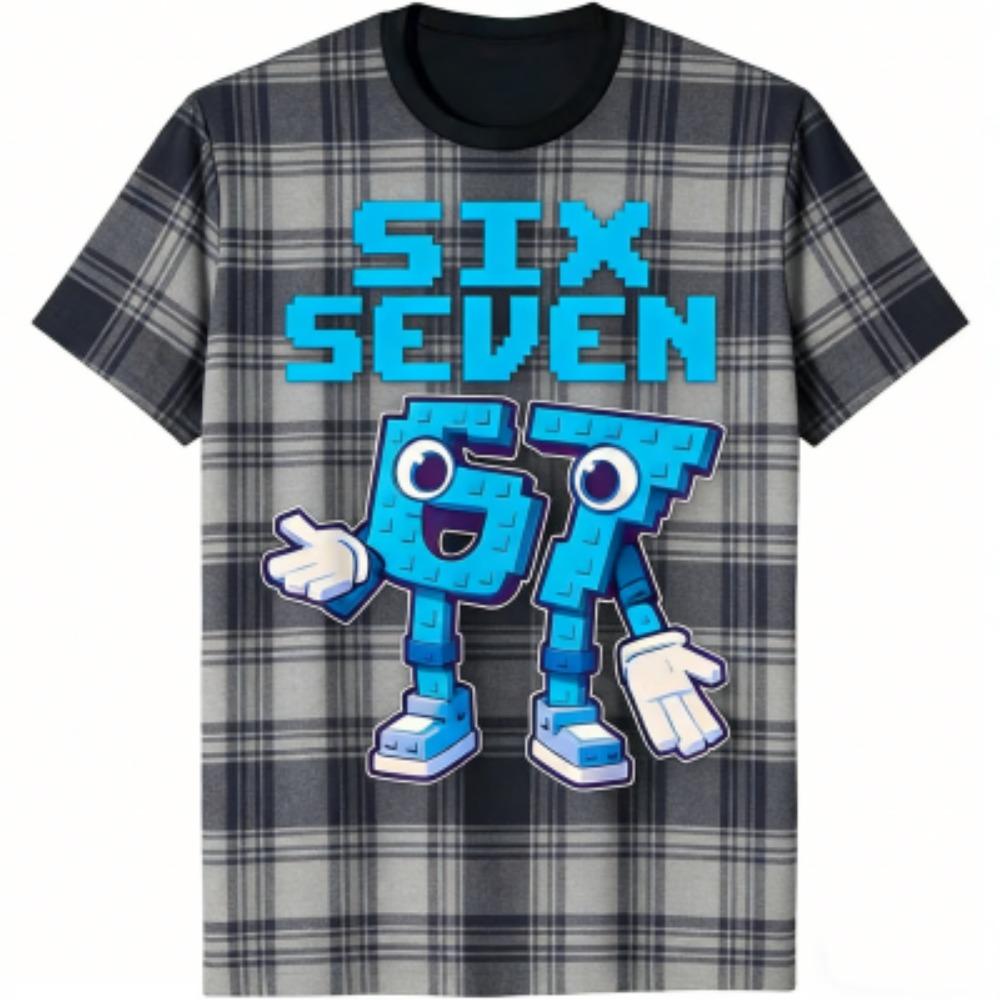 Fashion Kids T-Shirt 67 Six Seven Stripe Print Boy and Girl Tees Top Summer Short Sleeve O Neck Casual Outdoor Kids Clothing