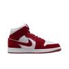 Кроссовки женские Air Jordan 1 Mid Red Velvet белые черные Team-Red FZ3334-100