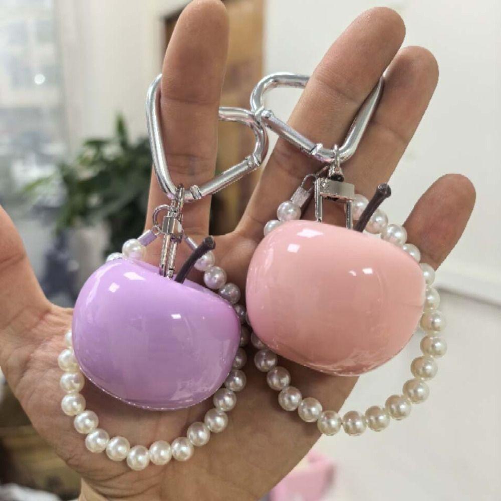 Red Fruit Bag Charm Resin Craft Pearl Key Ring Heart Pendant Fruit Key Chain Holiday Party