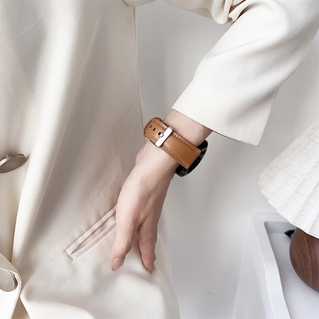 Для Huawei Watch GT 5 41 мм Ремешок для часов с текстурой Наппа 18 мм Регулируемый кожаный ремешок на запястье