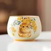 Plant Ash Cute Cat Small Teacup Ceramic Household Lady Master Cup Single Cup Tea Taster Cup Kung Fu Tea Set