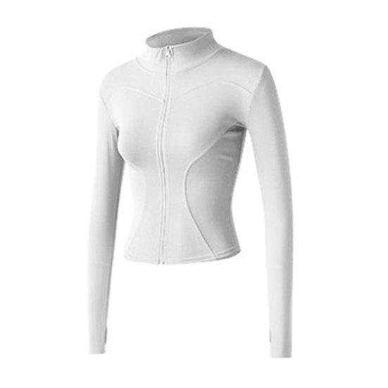 Women Sports Top Stand Collar Zipper Closure Cardigan Sweat Absorption Soft Breathable Thin Elastic Slim Fit Long Sleeve Quick Dry Lady Jogging