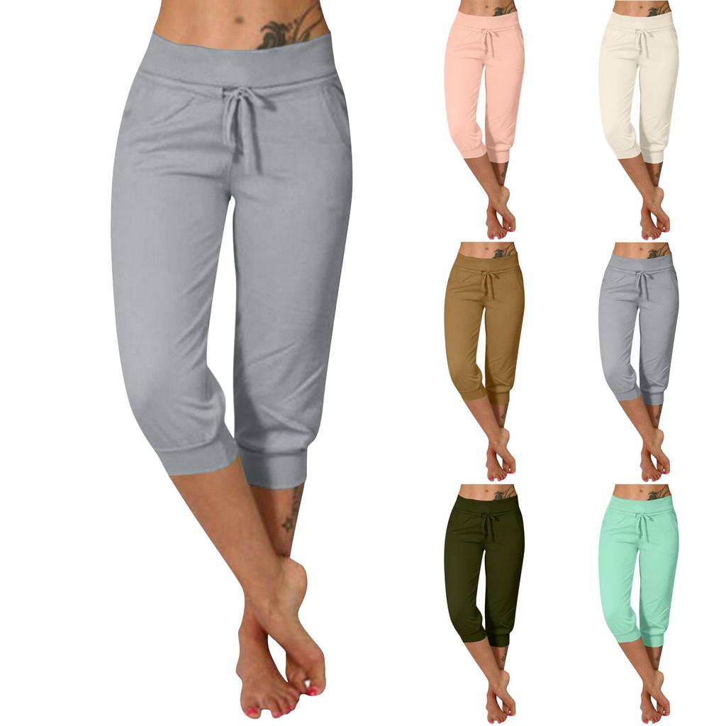 Pants For Women Casual Summer Drawstring Elastic Waist Pant With Pockets
