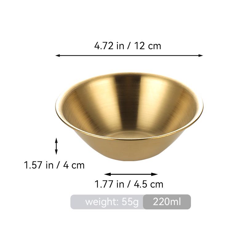 Салатник из нержавеющей стали корейской V-образной формы золотого цвета - однослойный, с закатанным краем, миска для хот-пота, приправ или закусок для ресторанов.