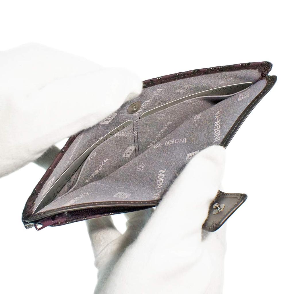 Inden Набор длинных кошельков L Тонкая оленья кожа Фиолетовый x Черный лак Узор «Клематис» [Indenya] 2107-06-169