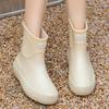 Women’s Fashionable Soft-Soled Waterproof Mid-Tube Rain Boots with Velvet Lining - Non-Slip Winter Wear