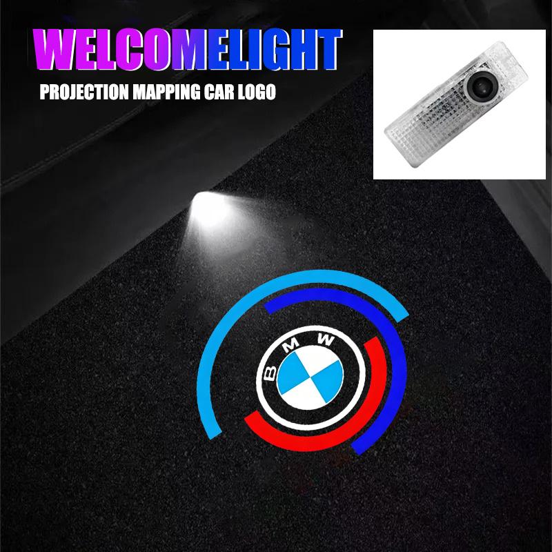 DECW8 2Pcs Car Door Welcome Lights HD Emblem Projection Lamps For BMW 50th E90 E60 F18E46 F30 F20 M2 M5 M3 E87 M4 X3 X5 X1 Accessories