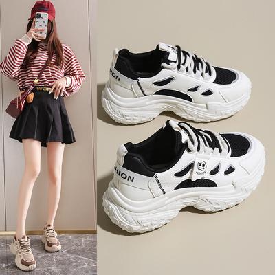 2025 весна новая шина подошва женская обувь для пап толстая подошва увеличивает рост и показывает длину ноги женская обувь звезда та же спортивная обувь