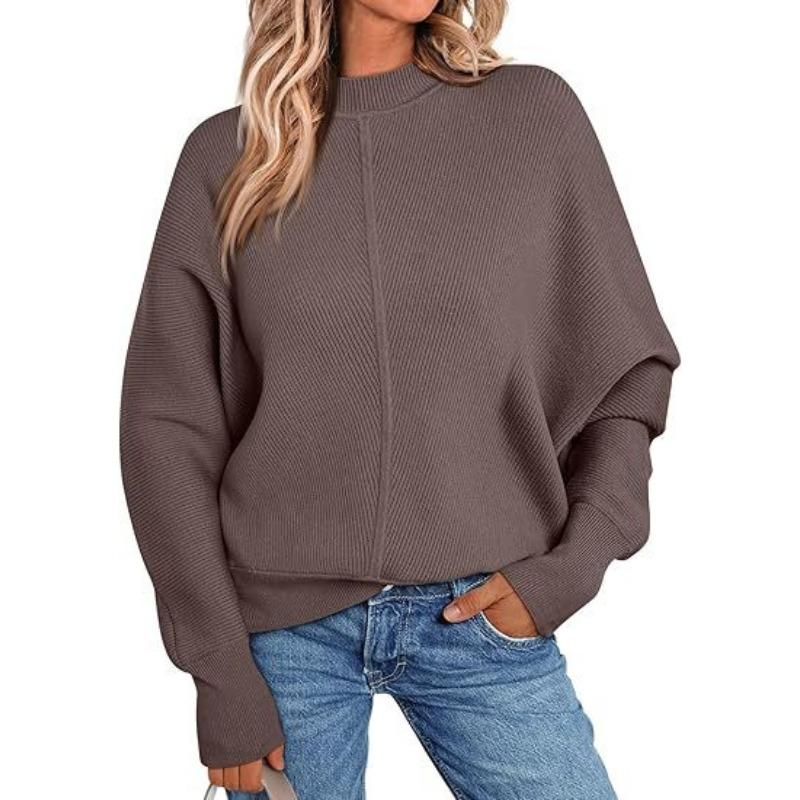 Женский осенне-зимний вязаный свободный джемпер с круглым вырезом