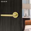 Heavy Duty Door Brushed Polish Gold Stainless Steel 304 Security Interior Passage Tubular Pull Lever Door Handle