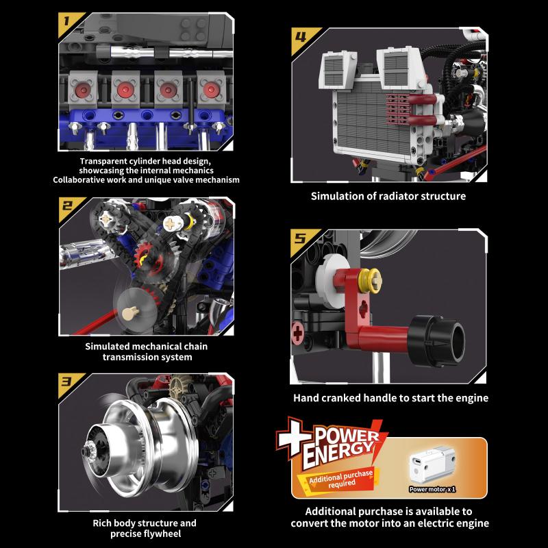 Наборы Строительных Блоков Двигатель V8 Масштабная Модель Moc Набор для Коллекционирования Для Взрослых Строительные Игрушки Подарки Для Друзей Мужчин Подростков Мальчиков