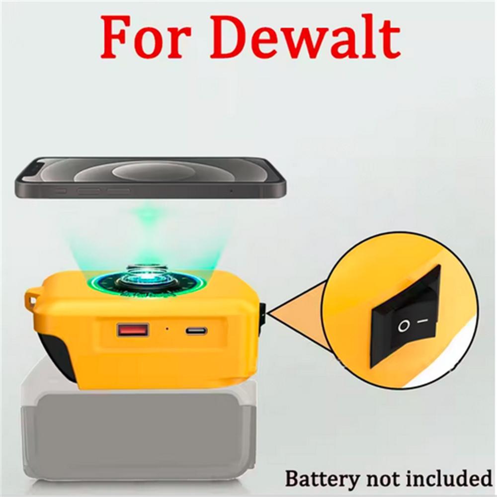 Беспроводное зарядное устройство Адаптер Порты Type-C и USB Для литий-ионной батареи Dewalt 18V - 20V