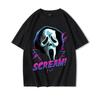 Creative Scream Printed Pure Cotton T-shirt Men and Women with The Same Round Neck Cotton Short-sleeved T-shirt Halloween