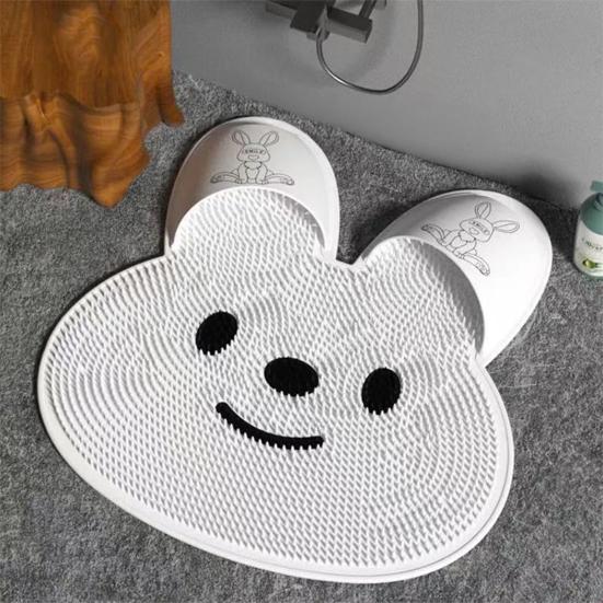 Rabbit Bathroom Shower Anti Slip Mat Foot Scrubber Back Scrubber Circular Massage Mat Silicone Foot Mat
