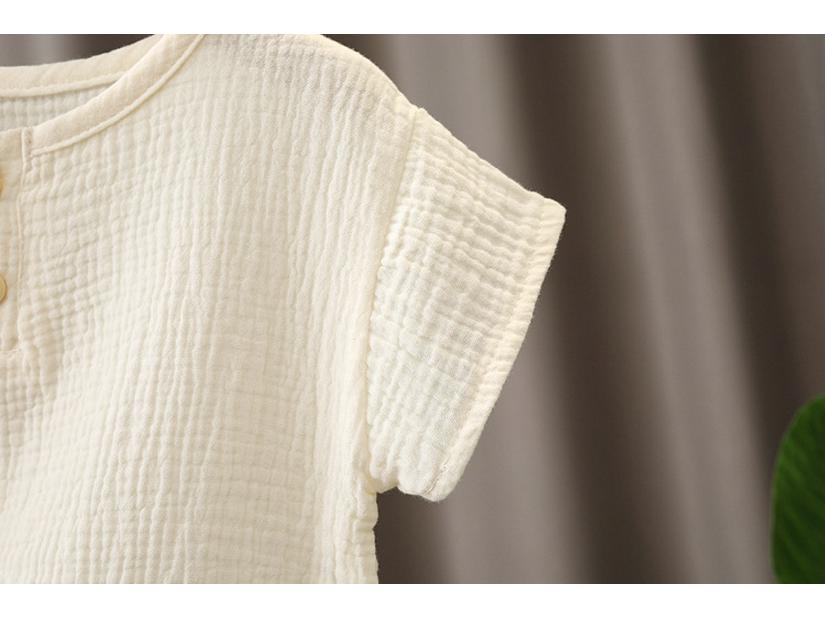 Летний детский хлопковый марлевый комплект из двух предметов с коротким рукавом: Легкий и дышащий для мальчиков и девочек