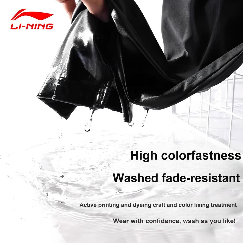 Li-Ning Однотонные Эластичные Модные Спортивные Быстросохнущие Прямые Повседневные Брюки Мужские штаны Черные AYKVC29-1
