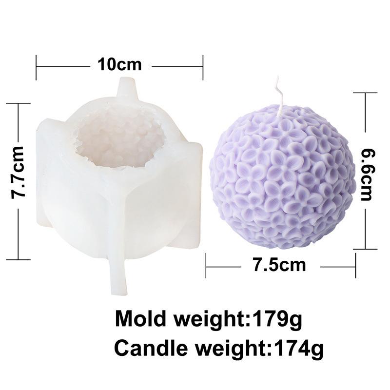 Flower Ball Silicone Candle Molds Aromatherapy Crafts Candles Spherical Flower Relief Resin Mold for Handmade Wedding Souvenirs