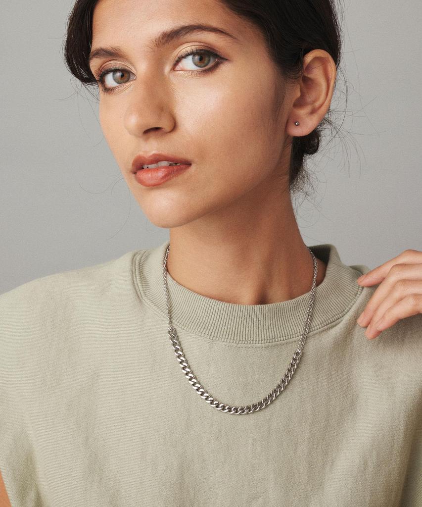 Ожерелье из хирургической нержавеющей стали с двойной цепочкой, совместимое с аллергией на металл Sene CN210021 [CENE] [серебро] для женщин