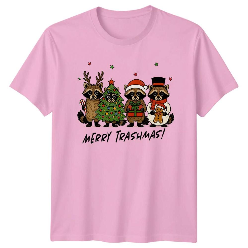 Merry Trashmas Christmas Raccoons Holiday Unisexs Unisexs Graphic Tee Shirt