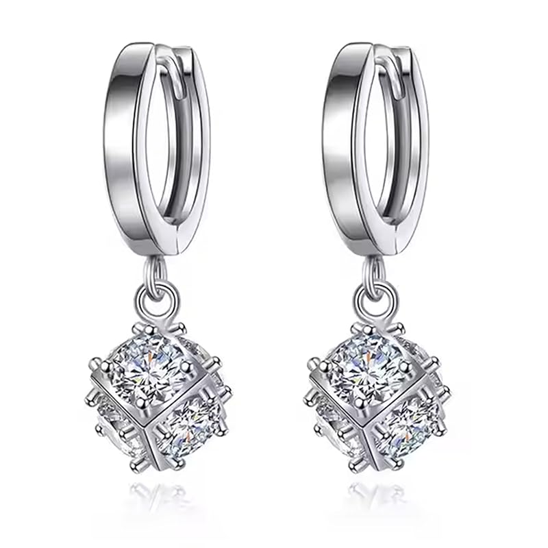"YINCHIE" Earrings Ladies Popularity High Quality Zirconia Birthstone Hoop Earrings Sway Ring Compatible with Metal Allergies 18k Gold Platinum Plated