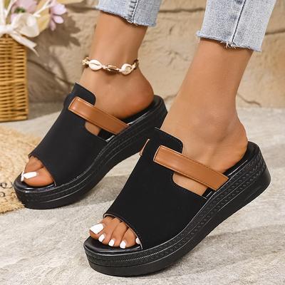 Большие размеры, модные женские босоножки на платформе, летние босоножки на танкетке с открытым носком, женские удобные нескользящие пляжные тапочки с толстой подошвой