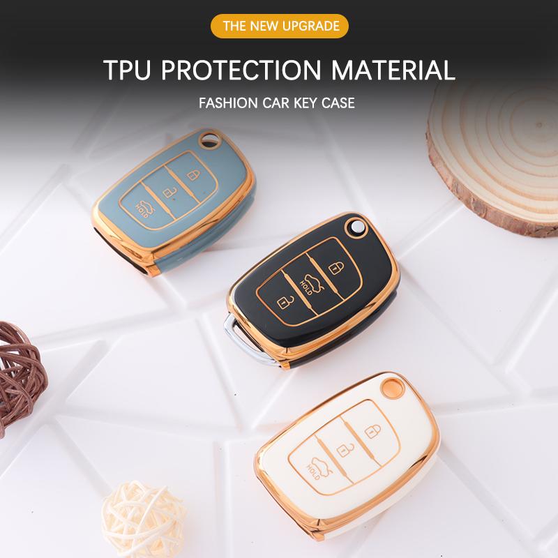 New Soft TPU Fold Car Key Case Cover Shell For Hyundai Tucson Sonata Santa Fe Elantra Accent Solaris Verna Ix25 Ix35 I20 I30 I40