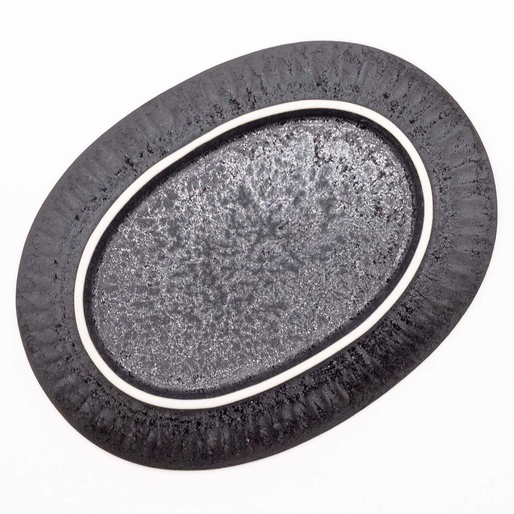 Arita Ware Toetsu Kiln Arabesque Carved Oval Plate, 16 x 12 cm, Crystal White, Made in Japan, 477093