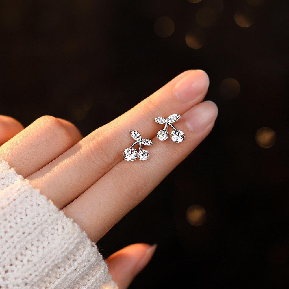 Серьги Cherry для женщин, милые, легкие, роскошные, нишевые, высококачественные, универсальные, маленькие, свежие серьги, аксессуары