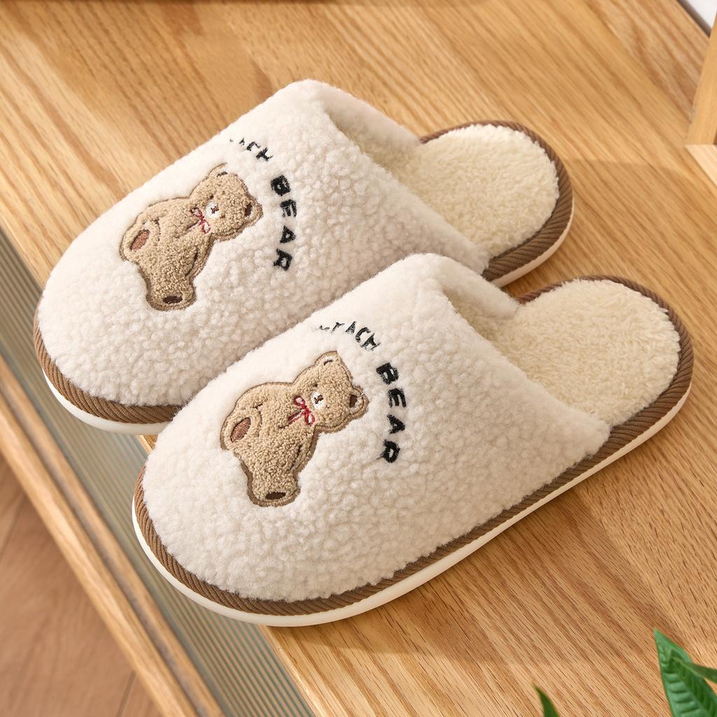 Non-slip and Antibacterial Cotton Slippers Autumn and Winter 2025 New Home Non-slip and Warm Couples Four-season Silent Slippers