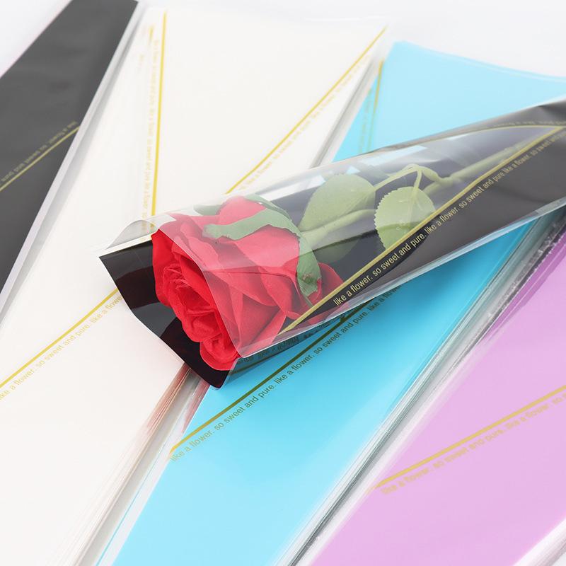 50Pcs Single Rose Sleeves Flower Wrapping Bag Bouquet Packaging Bags Clear Cellophane Floral Wrappers For Valentine'S Day