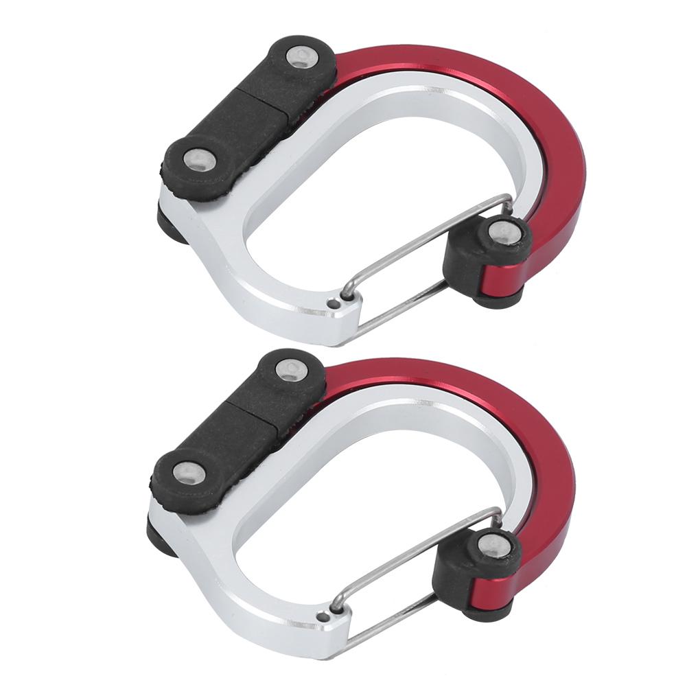 Aluminum Carabiner MultiFunction Outdoor Travelling Quick Hanging External Buckle 2 Pcs(Red )