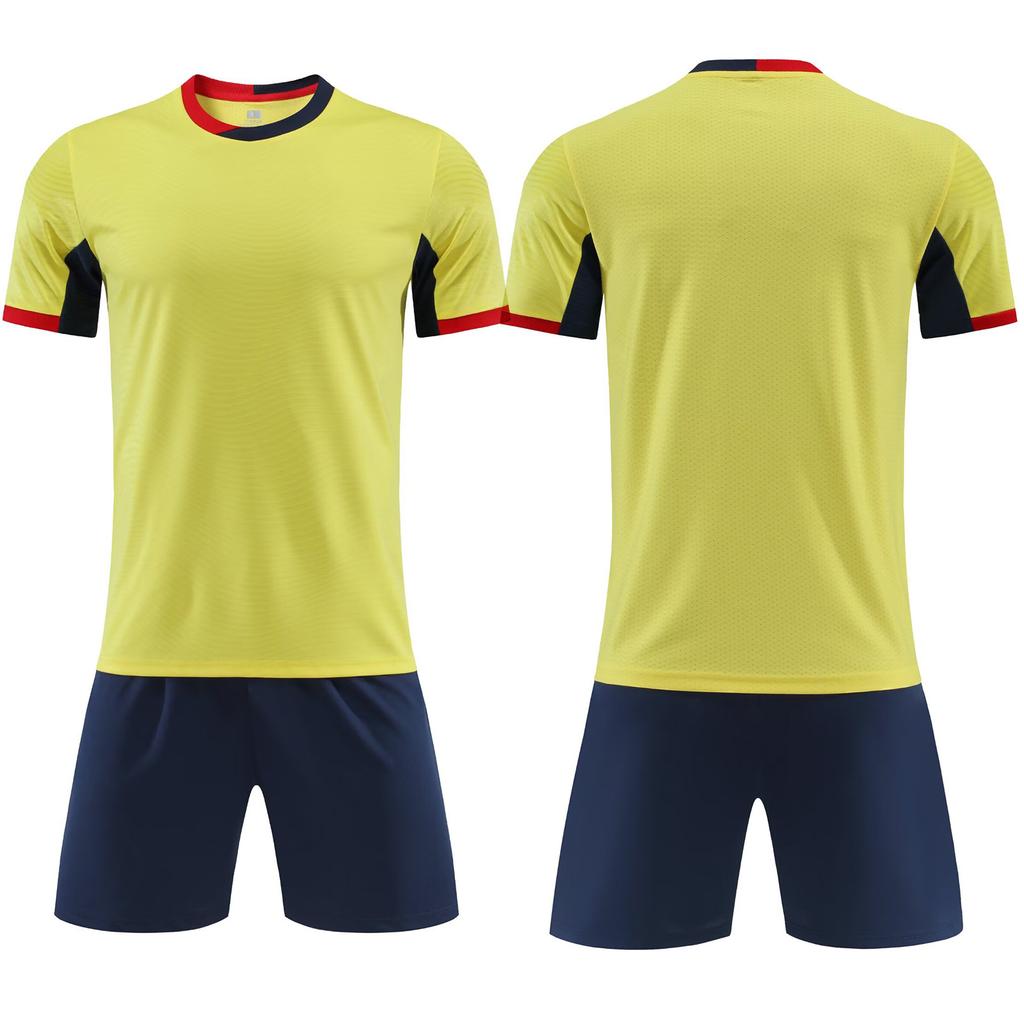 Wholesale football jersey set Customized men's and women's training short-sleeved jersey Student sports competition breathable and quick-drying 